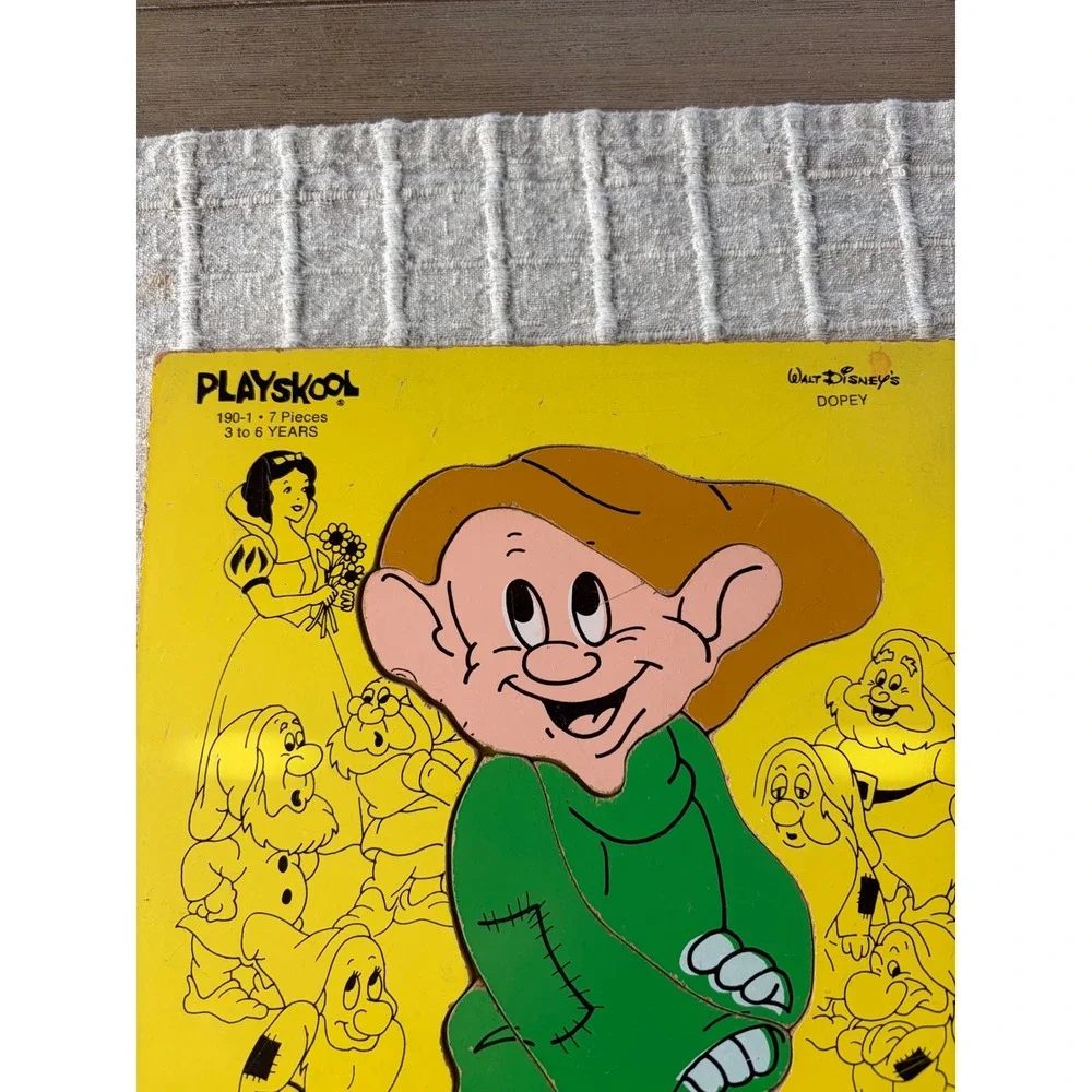 Vintage Playskool Disney Wooden Puzzles Set of 4 Mickey Dumbo Pinocchio Dopey
